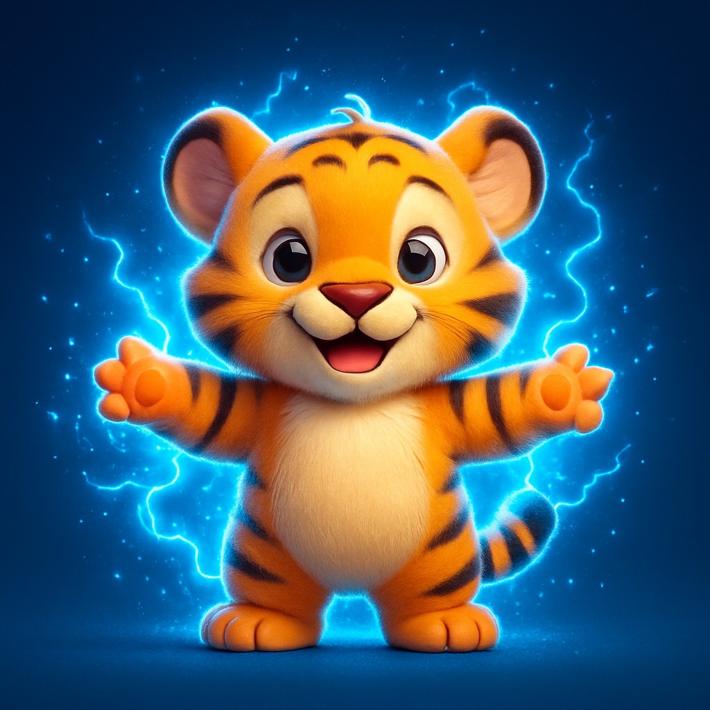 lv18-এ লগইন করার পর একটি মিষ্টি কার্টুন বাঘের শাবক জাদুকরী আলো ছড়িয়ে দেয়